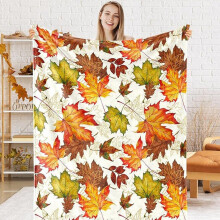 Halloween Throw Blanket Pumpkin Leaves Plaid 100x75cm