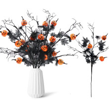 Halloween-Attraktion: Schwarze Fledermauszweige mit Kürbissen und Beeren – 5