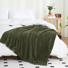 GYTY Green Throw Blanket 50"x60", Super Soft Fleece, 3D Jacquard Grid, Dark Forest Green, Lightweight Cozy Blanket for Couch/Sofa/Chair