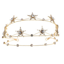 Christmas Star Crown Beaded Tiara Costume Hair Prom Crown Wedding Crowns for Birthday Festival Birthday Bridal Hair Accessories Golden
