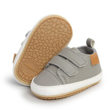 Baby Girls Shoes Infant Toddler First Walking Shoes Lightweight Non-Slip Sole PU Leather Baby Sneakers Crib Shoes Gray 1-3Y