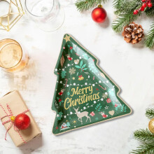 Weihnachtsteller aus Pappe – Baum, Weihnachtsmann, Rentier, 10 Stück