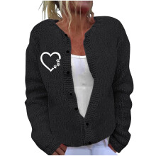 Cárdigan de punto a cuadros para mujer, cuello redondo, puños largos ajustados, botones grandes y holgados, tejido suave y cómodo, blusas