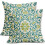Conjunto de 2 capas de almofada boho verde-azulado em linho, 40x40cm (16x16 polegadas). 1