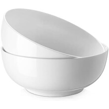 Cuencos grandes de 8 pulgadas, de color blanco suave, 2,8 cuartos de galón, apilables.