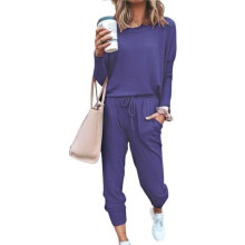 Women's 2 Piece Outfits Sweater Set Long Sleeve With Pocket Leg Pants Lounge Sets 2047