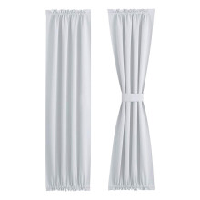 Room Darkening Curtain Panel for French Door, Light Blocking & Thermal Insulated, Rod Pocket, Blackout, 1 Panel White 64x183cm