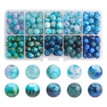 200 cuentas de vidrio de 8 mm para bisutería, collares, pulseras y decoración del hogar (color azul)