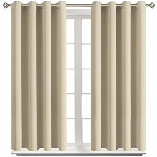 Room Darkening Curtains 45 Inches Long - Grommet Thermal Insulated Drapes Window Treatment Curtains for Bedroom, 2 Panels, 52 x 45 Inch, Beige