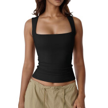 Effen tanktop met strik in de nek, karamelkleur L