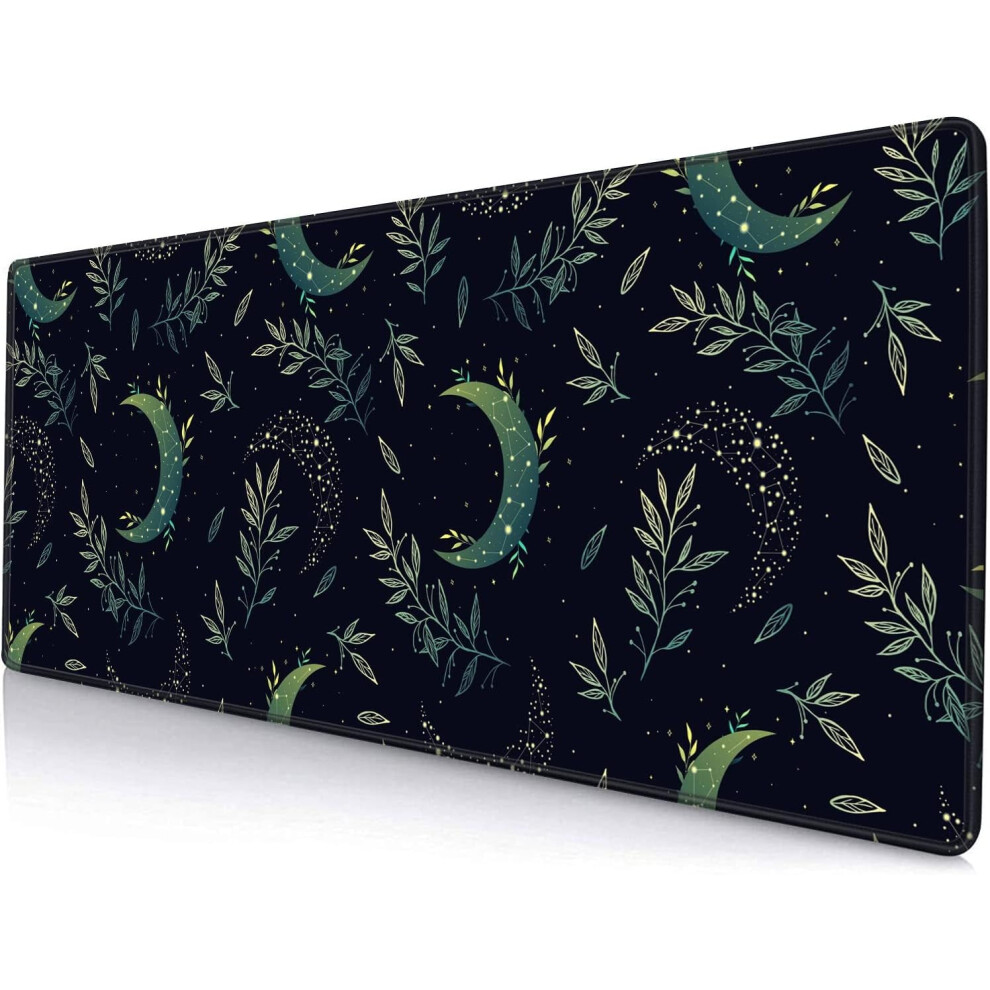 Xxl Gaming Mouse Pad 31.5X11.8", Non-Slip Rubber Base, Stitched Edge, Boho Magic Moon – Compatible With All Mice Black 9555307349907