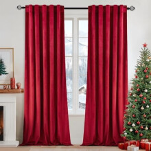 Velvet Blackout Curtains for Bedroom & Living Room, Thermal Insulated, Super Soft, Rod Pocket & Back Tab, Red, 52x72", 2 Panels