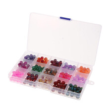 Juego de 300 cuentas redondas de vidrio de 8 mm con caja para la fabricación de joyas, mezclas