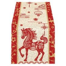 Tischläufer zum Chinesischen Neujahr – Pferdemotiv, 47 x 13 Zoll