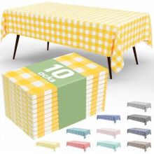 Gelbe Einweg-Tischdecke mit Vichy-Karo, 54 x 108 Zoll (3er-Pack)