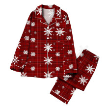 Dameskerstpyjamaset met lange mouwen, reverskraag, top en broek, bijpassende loungewear, nachtkleding, comfortabele en zachte set, ideaal als