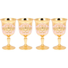 Ensemble de 4 verres à vin blanc vintage en acier inoxydable et alliage de zinc.