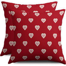 Fodere per cuscini di San Valentino 45x45 cm, set da 2, stampa rossa e rosa – Fodere decorative per cuscini da divano, letto, arredamento rustico e