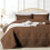 Twin Quilt Set Brown Microfiber Geometric 2-Piece 1