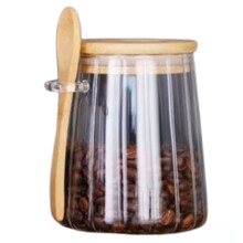 Sklenená nádoba s viečkom a lyžičkou, 17,5 FL OZ, priehľadná sklenená nádoba na cukríky, roztomilé dekoratívne nádoby na jedlo, cukor,