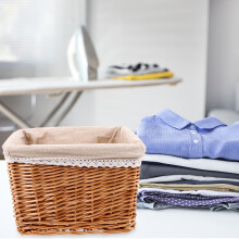 Worgeous Wicker Storage Basket Light Brown for Office Laundry Hamper Use 1Pcs