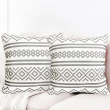 Conjunto de 2 capas de almofada em linho com bolinhas pretas, 45x45 cm (18x18").