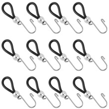 18 stk. lynlåsholder, øvre lynlåsstopper, udskiftning, sølvmetal, jern, sort gummi, glidelås, knapper, træk op, nem montering, hjælpere,