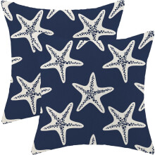 Capas de almofada com estrela-do-mar azul-marinho, 45x45 cm (2 unidades) – Decoração náutica/praia/oceana, compatíveis com almofadas padrão.