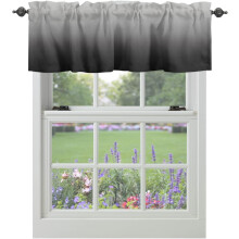 Cantonnière ombrée noire et grise, 54 x 18 pouces, à fourreau, pour cuisine/salle de bain/salon moderne – 1 panneau