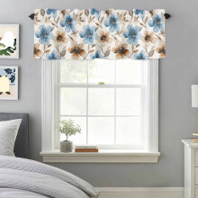 Watercolor Abstract Flower Leaf Beige Valance 42x18in Rod