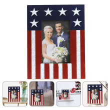 Porta-retratos de madeira com a bandeira americana, 15x20 cm, com suporte de mesa, decoração patriótica para o Dia da Independência (4 de julho),