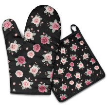 Pioneer Blomsterprintmønster 2-pak ovnhandsker, varmebestandige køkkenhandsker, 18 x 30 cm