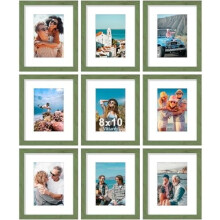 Picture Frames Set of 9 8x10 Rustic Green Engineered Wood