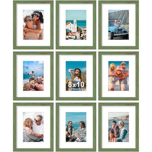 Picture Frames Set of 9 8x10 Rustic Green Engineered Wood