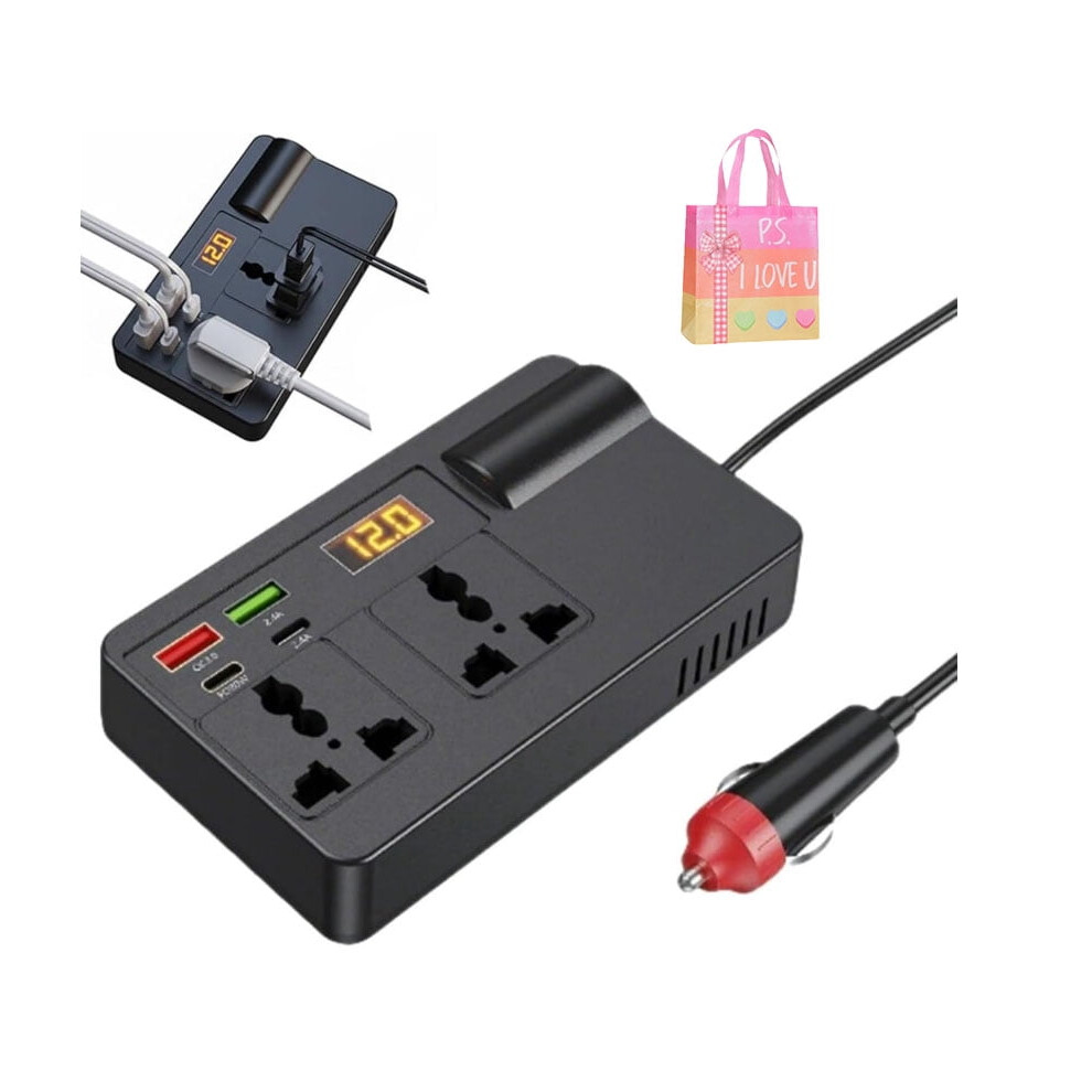 Portable 200W Car Inverter 12V/24V To 220V Black 9450273263199