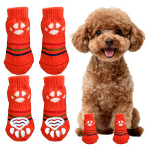 4Pcs Dog Socks,0 Paw Socks,For Small Medium Pets Dogs Dog Socks to Prevent Licking Paws,Orange
