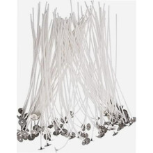Long waxed candle wicks (15cm, 50pcs), DIY candle making kit with stainless wick holder – compatible with standard candle making