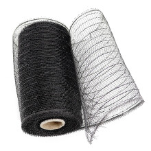 rouleau de ruban en maille décorative en polypropylène de 25 cm (10 pouces), 15 couleurs (noir), pour couronnes, loisirs créatifs et décoration
