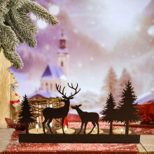 Weihnachtskerzenständer mit Hirschmotiv, Vintage-Kerzenständer aus Eisen, Weihnachtsdekoration für Tisch, Kaminsims und Kamin, B