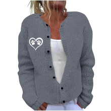 Damen-Strickjacke mit Karomuster, normale Länge