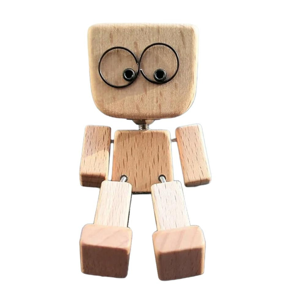 Shaking Wooden Man Figurine For Car Dashboard Â Handmade, Funny Magnetic Car Accessory, Compatible With 12Pcs Magnetic Expressions 9558633800616