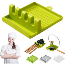 Étagère de rangement pour ustensiles de cuisine en plastique vert – Organisateur pour cuillères, fourchettes, spatules et baguettes,
