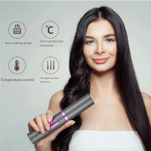 Cordless Hair Straightener, Flat Iron 2 in 1, Portable with USB-C Rechargeable 5000mAh Battery, Ceramic Plate Grey