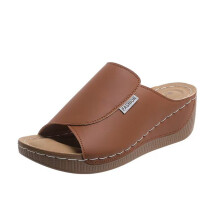 Ediodpoh Sandale și papuci casual pentru femei, culoare solidă, din piele, cu talpă groasă, maro_001 9.5