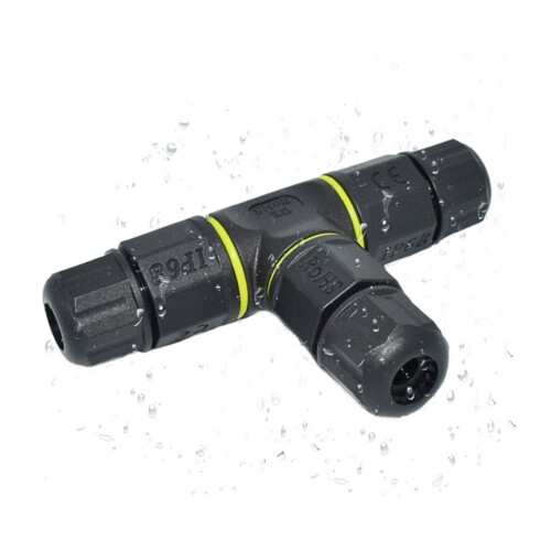 3-Wege-Stiftanschlussadapter, Kabelverschraubung, schwarz