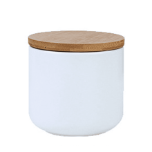 Witte keramische voorraadpot, modern design, luchtdicht houten deksel, perfect voor thee, koffie, suiker en specerijen, 1 pot