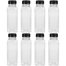 Set van 8 herbruikbare sapflessen in diverse kleuren. Lekvrije drinkflessen.