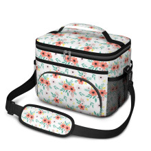 Sac à lunch isotherme à motif floral pour femmes et hommes – Étanche, bandoulière réglable, 25,4 x 17 x 20,3 cm, compatible avec les boîtes