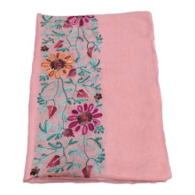 Lenço feminino bordado com flores, lenço longo de algodão, bandana, xale para meninas, presente.