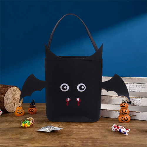 Τσάντα με γλυκά για το Halloween, μαύρη υφασμάτινη 30x25x10εκ.